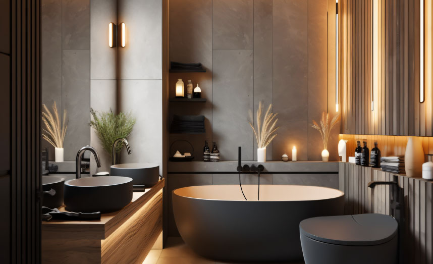 Pavimento aquecido e iluminação ambiente: luxo funcional para casa de banho